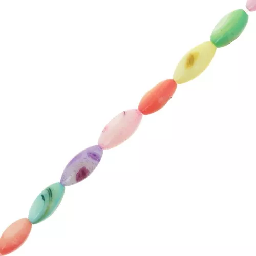 Cuentas de nácar oliva tintado 11x5 mm - Multicolor x38cm