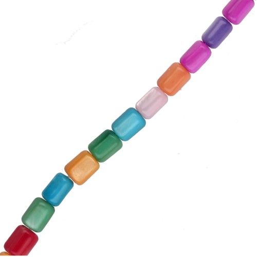 Cuentas tubulares de nácar teñido, 3,5 x 4,8 mm - Multicolor, 38 cm