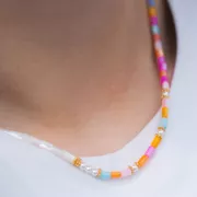 Cuentas tubulares de nácar teñido, 3,5 x 4,8 mm - Multicolor, 38 cm