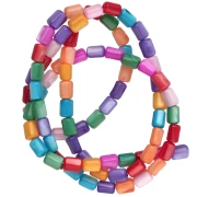Cuentas tubulares de nácar teñido, 3,5 x 4,8 mm - Multicolor, 38 cm