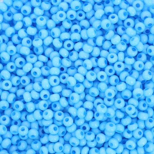 Cuentas Rocalla Preciosa 11/0 de 2 mm - Solgel - Azul claro 3, teñidas en blanco tiza, 20 g