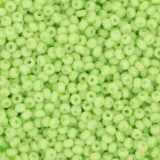 Cuentas de Rocalla Preciosa 11/0 de 2 mm - Solgel - Verde claro 3, teñidas en blanco tiza, 20 g