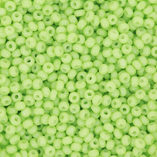 Cuentas de Rocalla Preciosa 11/0 de 2 mm - Solgel - Verde claro 3, teñidas en blanco tiza, 20 g