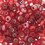 Cuentas de Rocalla Preciosa 6/0, 4 mm - Mezcla de colores rojos, 20 g
