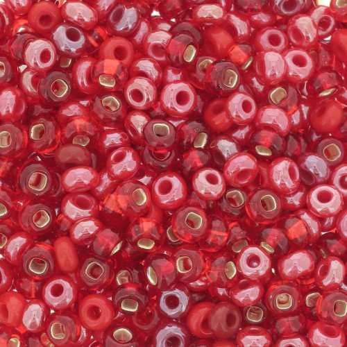 Cuentas de Rocalla Preciosa 8/0, 3 mm - Mezcla de rojos, 20 g