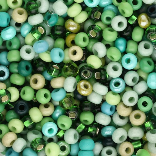 Cuentas de Rocalla Preciosa 8/0 3 mm - Mezcla de verdes x 20 g