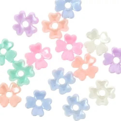 Cuentas flor de resina 6 mm - Pastel nacarado x20