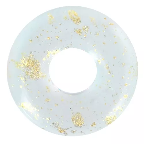 Cuentas redondas de 10 mm en resina transparente - Aguamarina - Dorado x10
