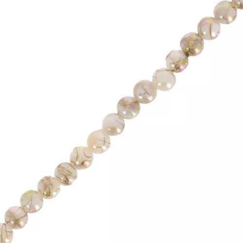 Cuentas redondas de nácar efecto AB 4mm - Dorado x37cm