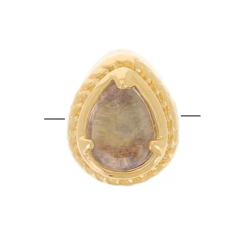 Cuenta de gota de 6x4 mm con vidrio tintado - chapado en oro de 3 micras - Gris x1