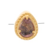 Cuenta gota 6x4 mm con cristal tintado engarzado - baño de oro de 3 micras - Rosa viejo|raw }}