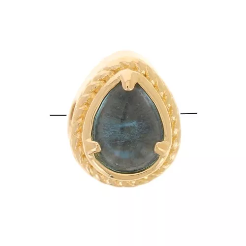 Cuenta gota 6x4 mm con vidrio tintado - Chapado de oro micras - Azul x1