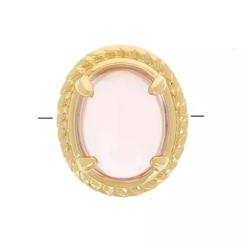 Cuenta ovalada 6x4 mm con juego de cristales tintados - baño de oro de 3 micras - Rosa x1