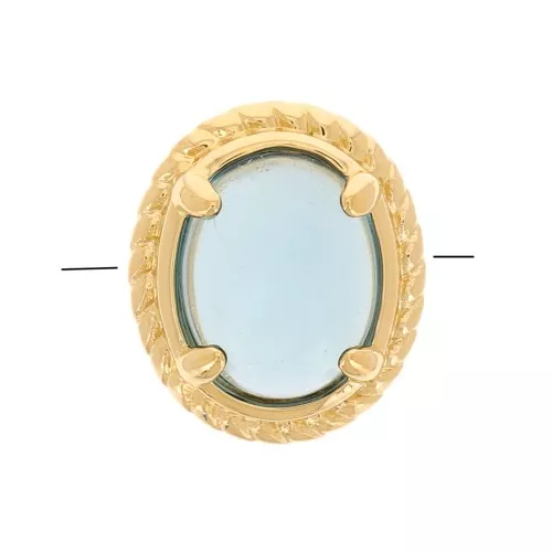 Cuenta ovalada 6x4 mm con cristal tintado - 3 micras baño de oro - Azul x1