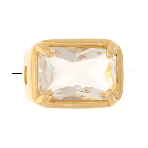 Cuenta rectángulo 7x5 mm con cristal tintado - Chapado oro 3 micras - Cristal x1