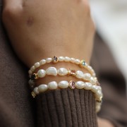 Cuenta rectángulo 7x5 mm con cristal tintado - Chapado oro 3 micras - Rosa x1