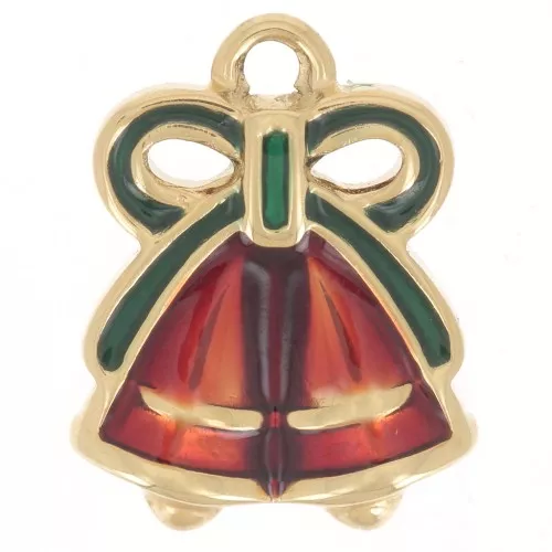 Colgante campana de Navidad 16x13 mm - Resina epoxi - Acero inoxidable 316L dorado - Rojo x1