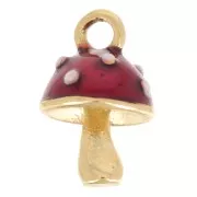 Colgante seta 13x8,5 mm Resina epoxi - Acero inoxidable 304 - Oro - Rojo