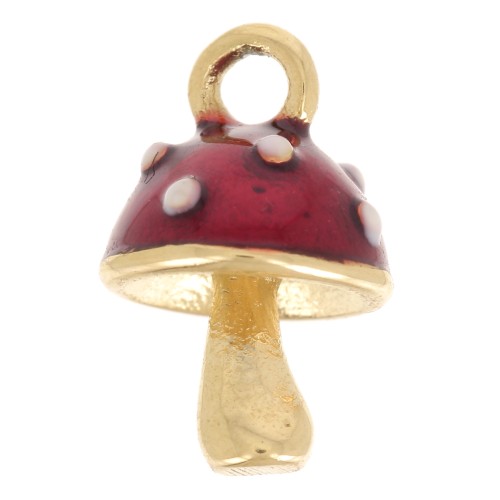 Colgante seta 13x8,5 mm Resina epoxi - Acero inoxidable 304 - Oro - Rojo