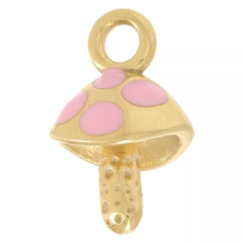 Dije seta 15x9 mm - Resina epoxi - Acero inoxidable dorado - Dorado - Rosa