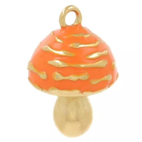 Colgante seta 20x13 mm - Resina epoxi - Acero inoxidable 316L - Dorado - Naranja