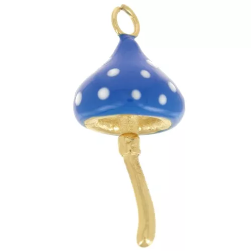 Colgante seta 24x11 mm - Resina epoxi - Acero inoxidable 316L - Dorado - Azul