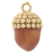 Dije en forma de borla de 12,5 x 7,5 mm - Resina epoxi - Acero inoxidable 316L - Dorado - Marrón
