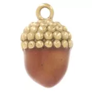 Dije en forma de borla de 12,5 x 7,5 mm - Resina epoxi - Acero inoxidable 316L - Dorado - Marrón
