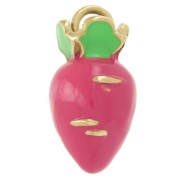 Colgante rábano 18x9 mm - Resina epoxi - Acero inoxidable 316L - Dorado - Rosa oscuro