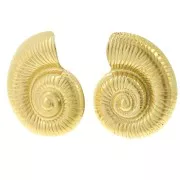 Pendientes de concha 45x36 mm - Acero inoxidable 304L Dorado x2