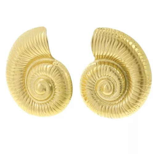 Pendientes de concha 45x36 mm - Acero inoxidable 304L Dorado x2