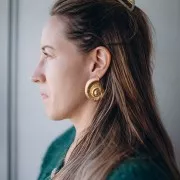 Pendientes de concha 45x36 mm - Acero inoxidable 304L Dorado x2