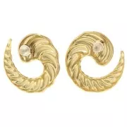 Pendientes en espiral efecto trenzado 29 mm - Acero inoxidable 304L Dorado x2