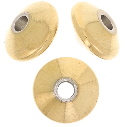 Cuentas planas 8x4 mm - Acero inoxidable 304L dorado x10