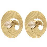 Pendientes en espiral acanalada de 17 mm con agujero - Acero inoxidable 316L dorado x2