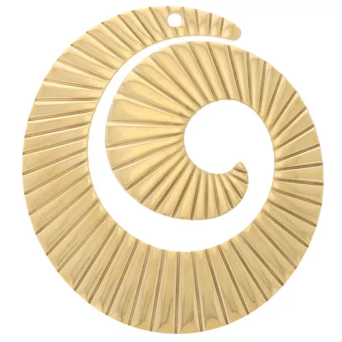 Colgantes espirales a rayas 35x32 mm - Acero inoxidable 316L dorado x2