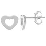 Pendientes Corazón Hueco 7x8 mm - Plata de Ley 925 x2