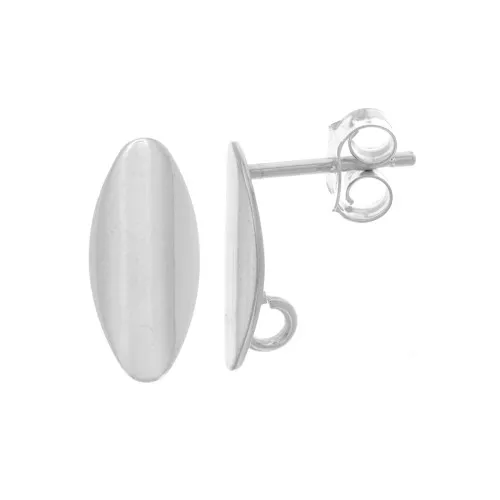 Pendientes Ovalados Curvos 13x6 mm con Aro Abierto - Plata de Ley 925 x2
