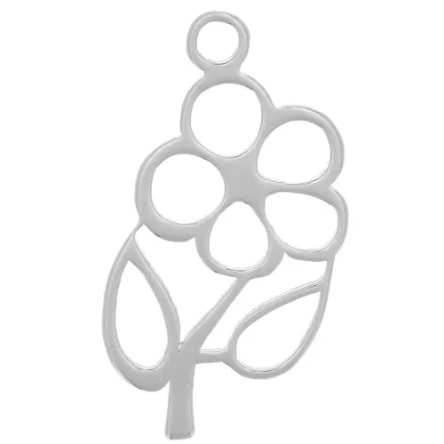 Dije flor calada 19x9 mm - Plata de ley 925 x1
