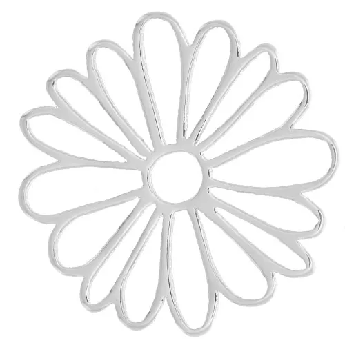 Dije de flor hueca de 13 mm - Plata de ley 925 x1