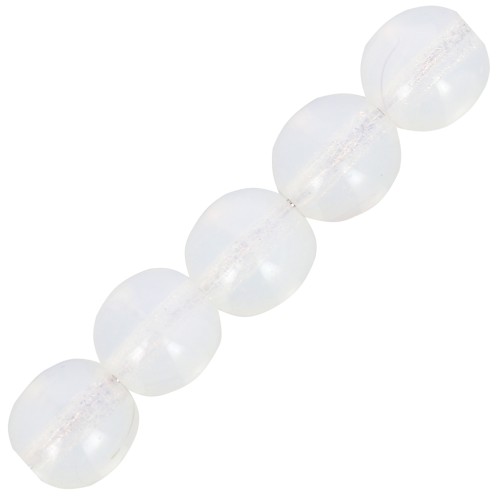 Cuenta redonda de cristal checo 6 mm - White Opal x25