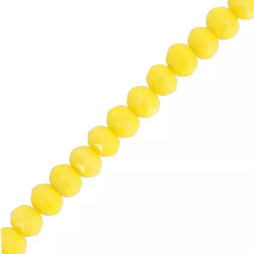 Cuenta redonda facetada - redonda aplanada 6x5 mm - Amarillo opaco x40cm