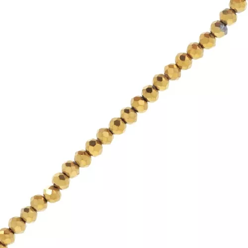 Cuentas facetadas redondas - redondas aplanadas 4,5x4 mm - Dorado x41cm