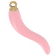 Colgante Guindilla 24x6 mm Resina Epoxi - Acero inoxidable 316L dorado - Rosa claro x1|raw }}