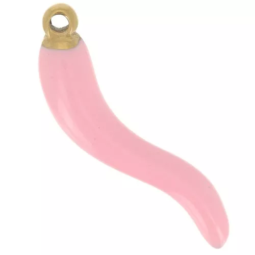 Colgante Guindilla 24x6 mm Resina Epoxi - Acero inoxidable 316L dorado - Rosa claro x1