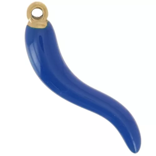 Colgante Guindilla 24x6 mm Resina Epoxi - Acero inoxidable 316L dorado - Azul Oscuro x1