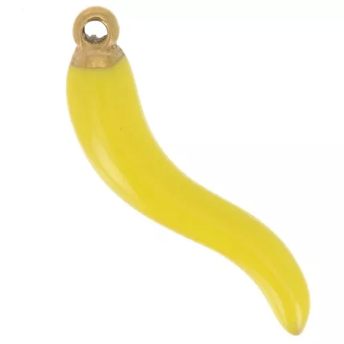 Colgante Guindilla 24x6 mm Resina Epoxi - Acero inoxidable 316L dorado - Amarillo x1