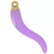 Colgante Guindilla 24x6 mm Resina Epoxi - Acero inoxidable 316L dorado - Lila x1