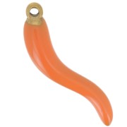 24x6 mm Colgante de guindilla Resina epoxi - Acero inoxidable 316L dorado - Naranja x1