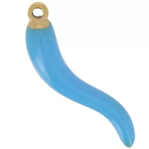 Colgante Guindilla 24x6 mm Resina Epoxi - Acero inoxidable 316L dorado - Azul x1